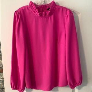 J. Crew Pink Long Sleeve Ruffled Blouse